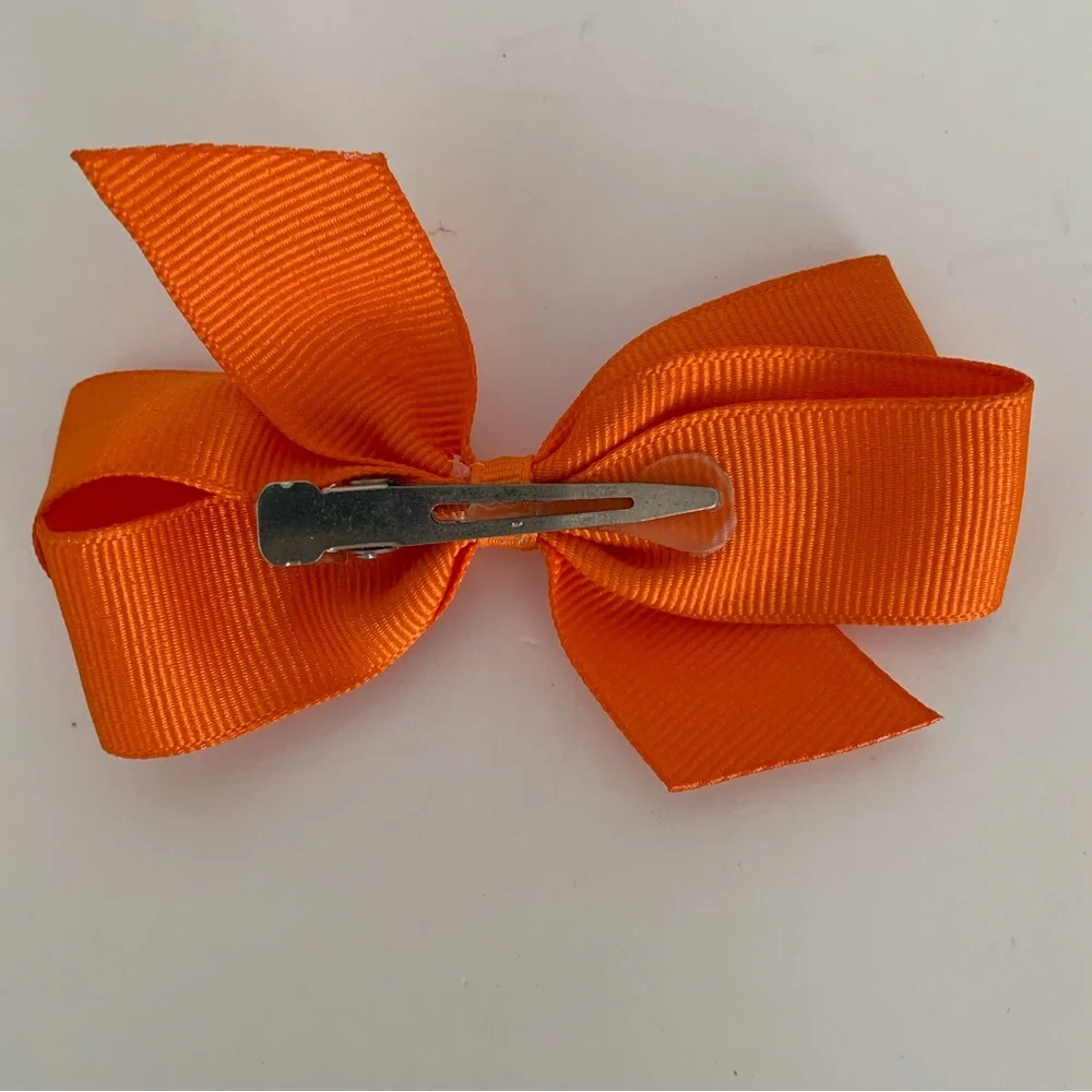 Kids Bow Set Hair Clips Accessories 4 Pieces Black Blue Orange Cream